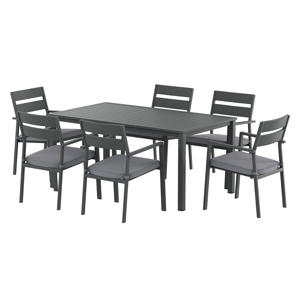 Gardeon Outdoor Dining Set 7 Piece Aluminum Table Chairs Setting Black